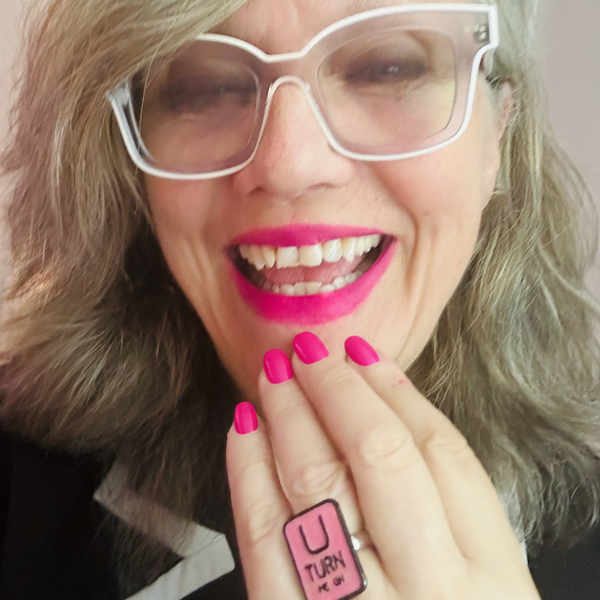 "U TURN ME ON"Pop Art Sterling Silver Enameled Ring