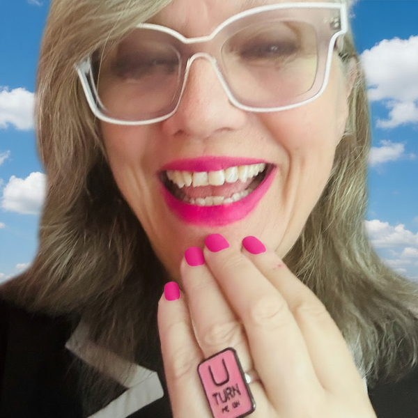 "U TURN ME ON"Pop Art Sterling Silver Enameled Ring