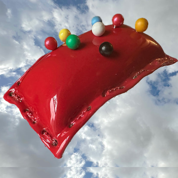 PINCUSHION CUFF with colored head straight pins (Hand-enameled Sterling Silver)
