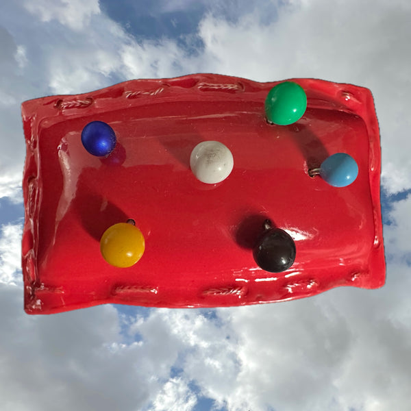 PINCUSHION CUFF with colored head straight pins (Hand-enameled Sterling Silver)